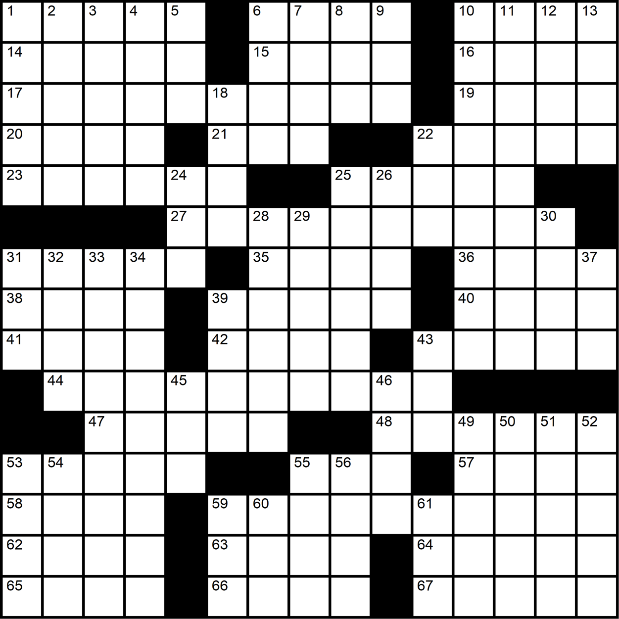 A 78-word radially symmetric themed crossword.