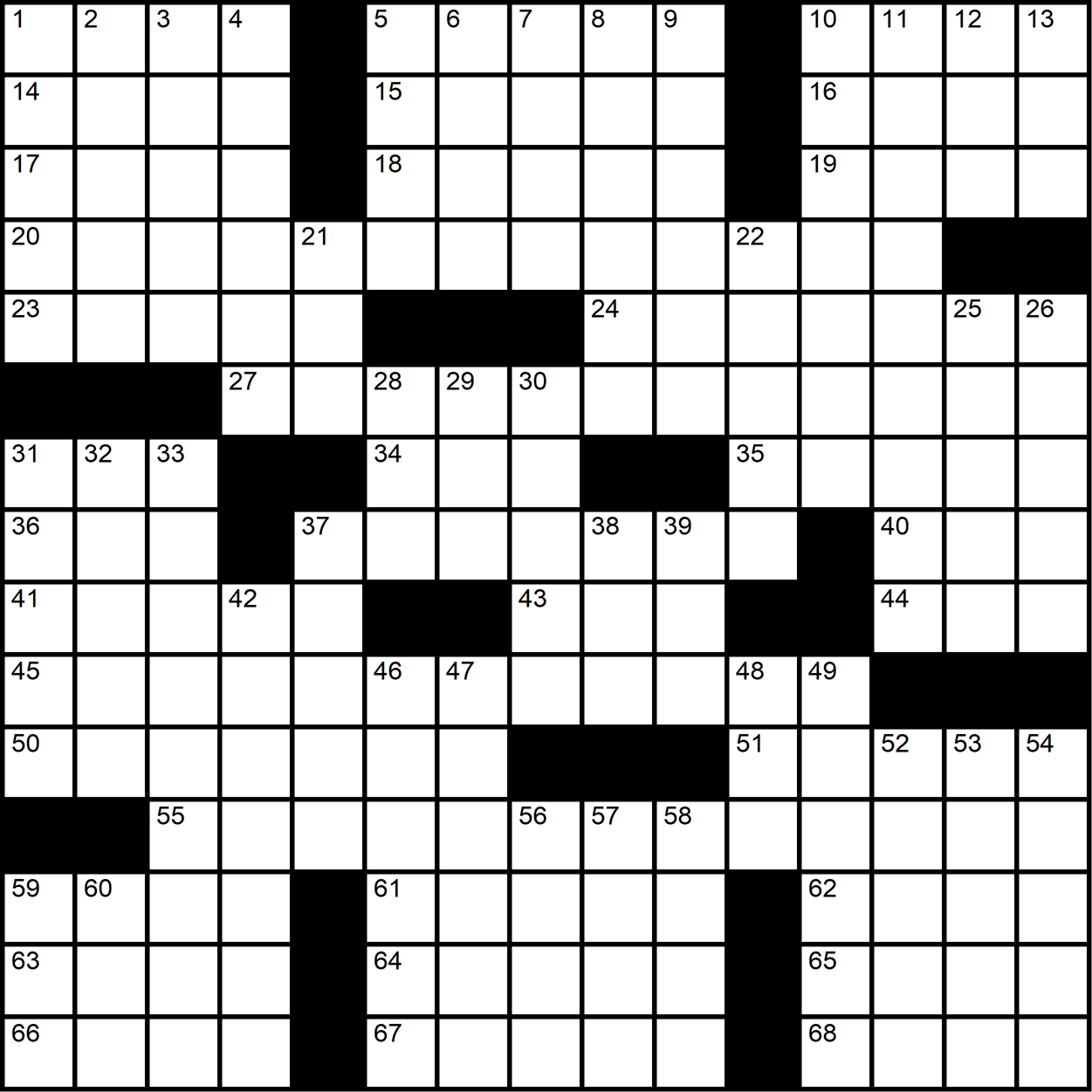 A themed crossword puzzle with rotational symmetry. Four theme answers + a revealer at center.